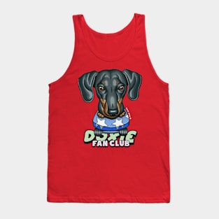 Cute Black and Tan Doxie skateboarding  on Star Skateboard Tank Top